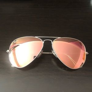 Ray Ban aviator pink mirror with silver frame